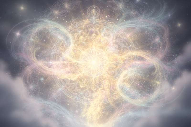 Menschliche Figur mit überlagerten kosmischen Zyklen und Planetenbahnen, die die universellen Rhythmen des Human Design...