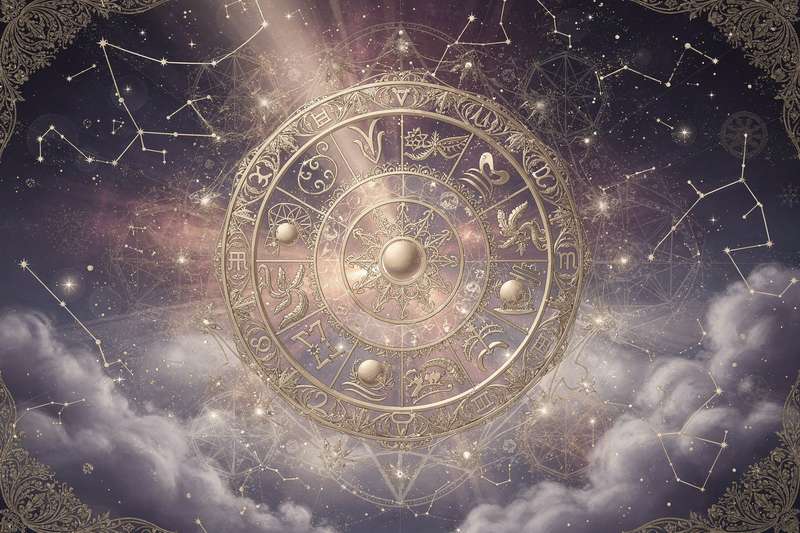 Astrologisches Symbol des Planeten Merkur überlagert mit dem Sternzeichen Schütze in kosmischer Atmosphäre.