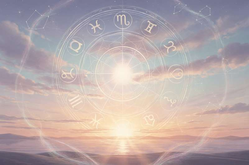Astrologisches Geburtshoroskop zeigt die Positionen von Sonne im Widder und Aszendent Steinbock mit den entsprechenden...