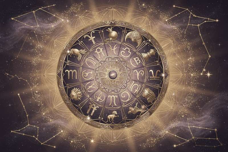 Astrologische Darstellung der Planetenbewegungen und Sternkonstellationen für November mit romantischen und sinnlichen Symbolen.