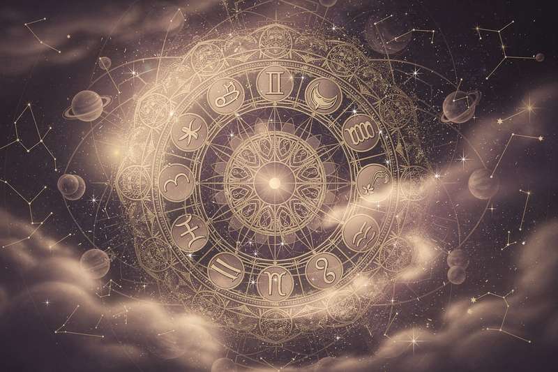 Alle zwölf Tierkreiszeichen mit ihren astrologischen Symbolen in einer übersichtlichen Darstellung nebeneinander angeordnet.