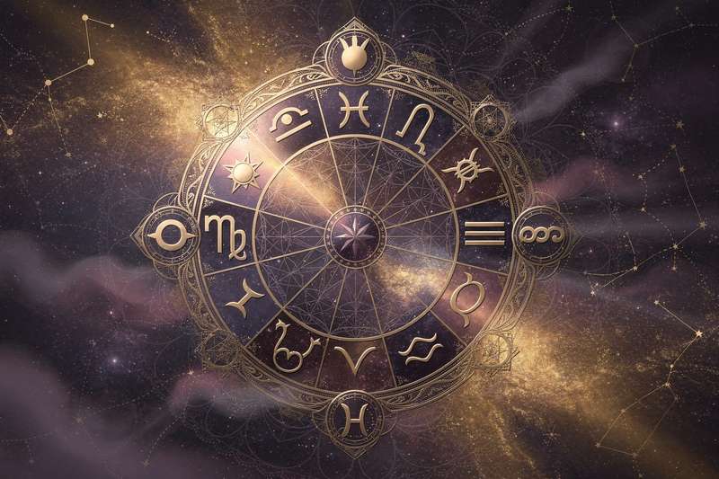Astrologisches Schaubild zur Stellung des Uranus im Luftzeichen Waage mit symbolischen Darstellungen für Gerechtigkeit und...