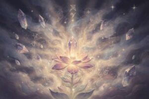 Darstellung der Göttin Kali mit ihrem charakteristischen wilden Gesichtsausdruck und spirituellen Symbolen in Verbindung mit...